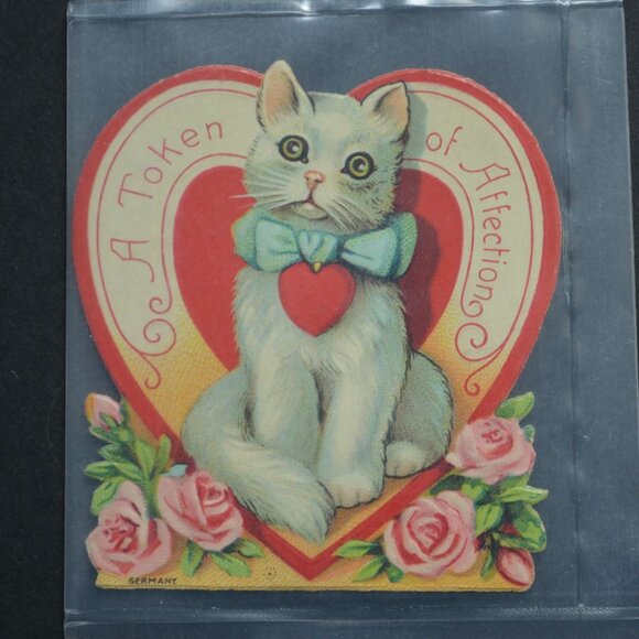 Other - Antique Victorian Germany Valentine Card Cat A Token of Affection Embossed
